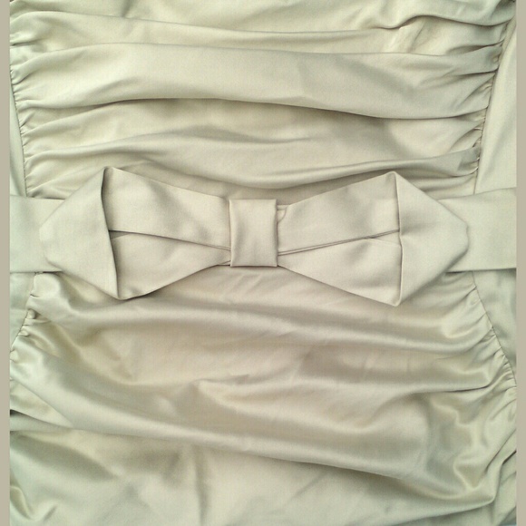 ~Vintage Gold Formal Stretch Satin Ruched Prom Gown Jessica McClintock Gunne Sax - Picture 4 of 6